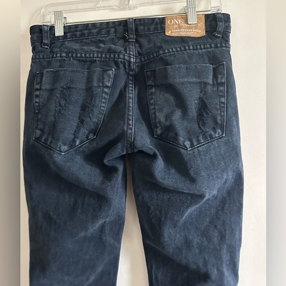 One by One Teaspoon Black Distressed Low Waist Short Rise Rigid Skinny Leg Jean - Picture 6 of 11